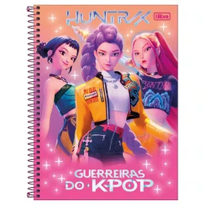 Caderno Espiral Universitário Capa Dura 160 Folhas Rosa HUNTR/X Guerreiras do K-pop Tilibra
