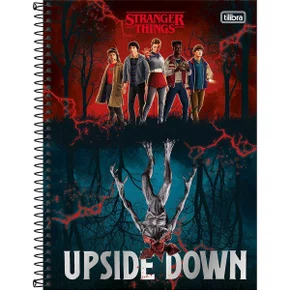 Caderno Espiral Universitário Capa Dura 160 Folhas Vermelho Upside Down Stranger Things Tilibra