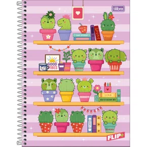 Caderno Espiral Universitário Capa Dura 200 Fls Lilás Cacto Flip+ Tilibra