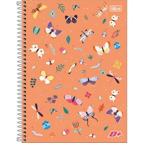 Caderno Espiral Univ CD 200fls Borboletas Laranja D+ Tilibra