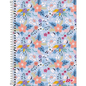 Caderno Espiral Univ CD 200fls Flores Azul D+ Tilibra