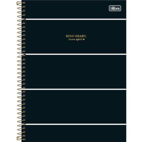 Caderno Espiral Universitário Capa Dura 256 Folhas Preto Kind Heart West Village Tilibra