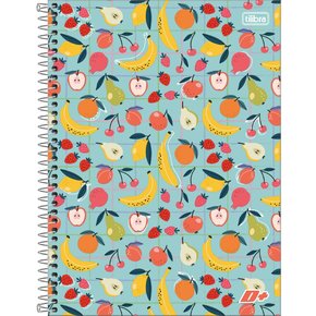 Caderno Espiral Univ CD 320fls Azul e Frutas D+ Tilibra
