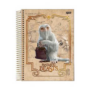 Caderno Espiral Universitário Capa Dura 80 Fls Branco Seminviso Animais Fantásticos Jandaia