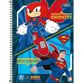 Caderno Espiral Universitário Capa Dura 80 Folhas Azul Knuckles Sonic Tilibra