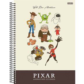 Caderno Espiral Univ CD 80fls Bege Pixar São Domingos