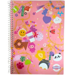 Caderno Espiral Universitário Capa Dura 80 folhas Rosa Pepper Tilibra
