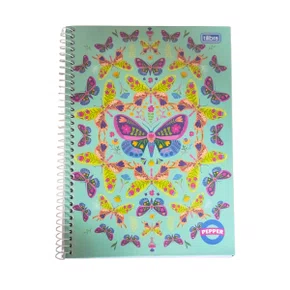 Caderno Espiral Universitário Capa Dura 80 folhas Verde Borboleta Pepper Tilibra