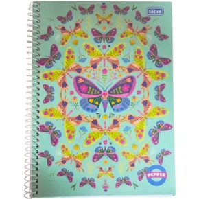 Caderno Espiral Universitário Capa Dura 80 folhas Verde Borboleta Pepper Tilibra