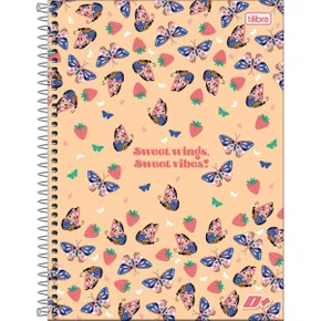 Caderno Espiral Universitário Capa Dura 96 Fls Amarelo Borboletas D+ Tilibra