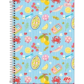 Caderno Espiral Universitário Capa Dura 96 Fls Azul Peixe D+ Tilibra
