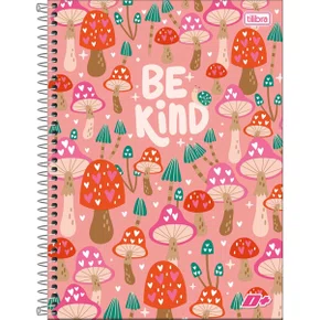 Caderno Espiral Universitário Capa Dura 96 Fls Rosa Cogumelos D+ Tilibra