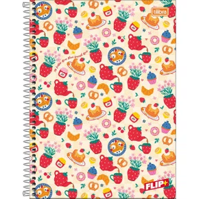 Caderno Espiral Universitário Capa Dura 96 Folhas Amarelo Morangos Flip Tilibra