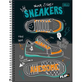 Caderno Espiral Universitário Capa Dura 96 Folhas Cinza Tenis Flip+ Tilibra