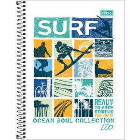 Caderno Espiral Univ 96fls Branco Surf D+ Tilibra