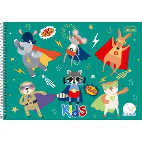 Caderno Meia Pauta Espiral Capa Dura 40 Folhas Verde Herois Sapeca Tilibra