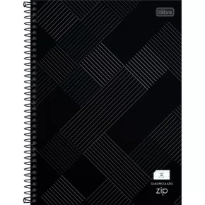 Caderno Quadriculado 7mm x 7mm Espiral Universitário Capa Dura 80 Folhas Preto Zip Tilibra