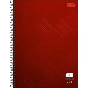 Caderno Quadriculado 7mm x 7mm Espiral Universitário Capa Dura 80 Folhas Vermelho Zip Tilibra