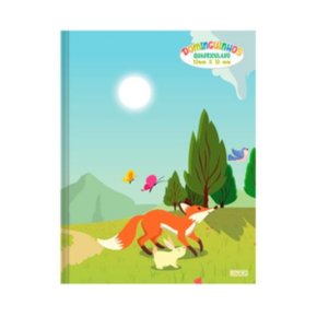 Caderno Quadriculado Capa Dura Brochurão Laranja Raposa Dominguinhos 40 Folhas 10x10mm Animativa