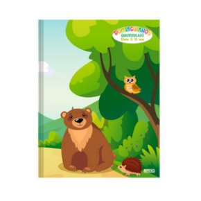 Caderno Quadriculado Capa Dura Brochurão Marorm Urso Dominguinhos 40 Folhas 10x10mm Animativa