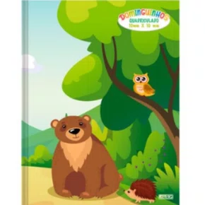 Caderno Quadriculado Capa Dura Brochurão Marorm Urso Dominguinhos 40 Folhas 10x10mm Animativa