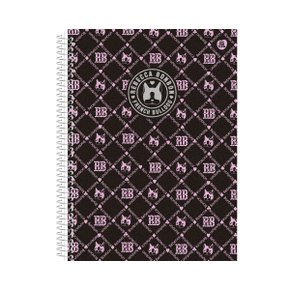 Caderno Universitário 160 Folhas Rosa E Preto Rebecca Bonbon Animativa