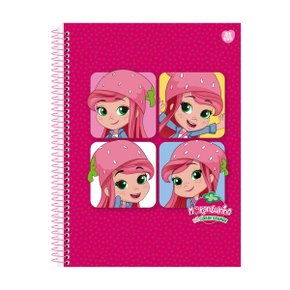 Caderno Universitário 80 Folhas Rosa Escuro 4 Moranguinhos Moranguinho Animativa