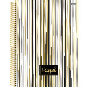Caderno Universitário Capa Dura 80 Fls Dourado Listras Happen São Domingos