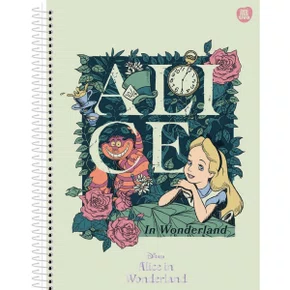 Caderno Universitário Capa Dura 80 Folhas Colorido Folhas Alice Animativa