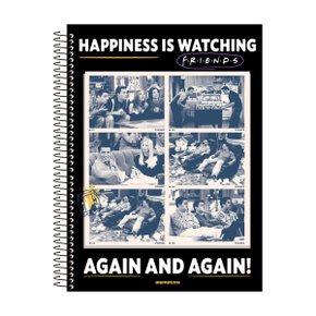Caderno Universitário Capa Dura 80 Folhas Preto Friends *Inclui Pôster Animativa
