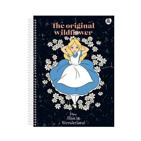 Caderno Universitário Capa Dura 80 Folhas Preto The Original Alice Animativa