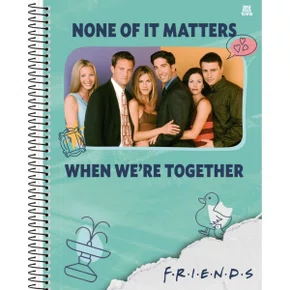 Caderno Universitário Capa Dura 80 Folhas Verde Friends *Inclui Pôster Animativa
