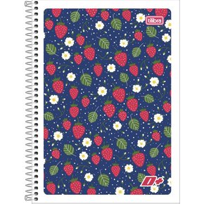 Caderno Espiral Univ 96fls Azul e Morangos D+ Tilibra
