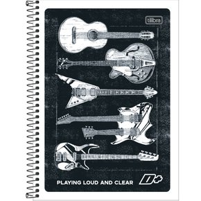 Caderno Espiral Univ 96fls Preto Guitarras D+ Tilibra