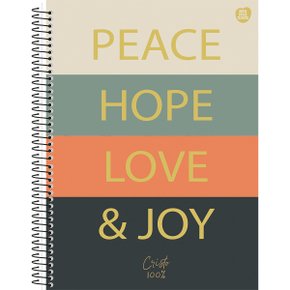 Caderno Universitário Espiral 80 Folhas Colorido Peace Hope Cristo 100% Animativa
