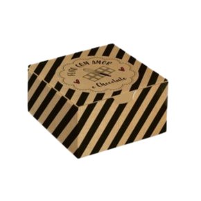 Caixa para Brigadeiro 06 Unidades Kraft "Feito com Amor" Sem Berço Cromus