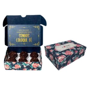 Caixa para Doces Floral com 06 Berços, Código CXBB0608 Pacote com 10 Unidades (Conceito)