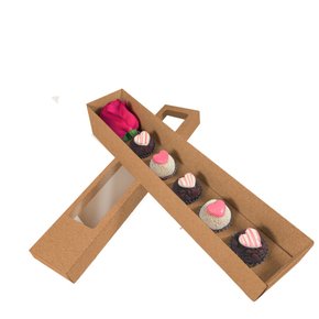Caixa para Rosa e 05 Doces Com Visor Kraft Unidade Conceito