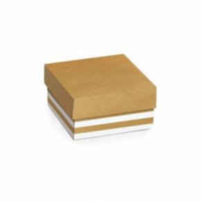 Caixa Presente Cromus Listras Branco Kraft