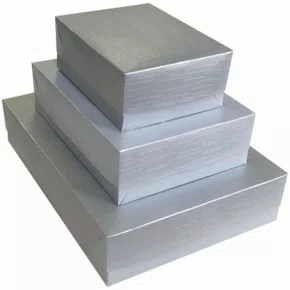 Caixa Presente Grande 25,5x35x7,5cm 1 Unidade Prata Linho Cristina