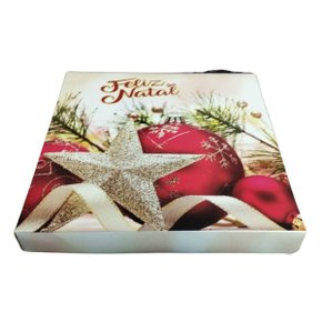 Caixa Presente Quadrada Natal Div. Estampas 27x27x9cm Unidade