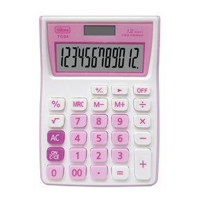 Calculadora de Bolso 12 Dígitos Rosa e Branco TC04 Tilibra