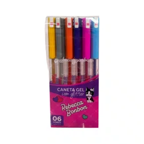 Caneta Gel Cores Glitter 06 Cores Rebecca Bonbon Skypaper
