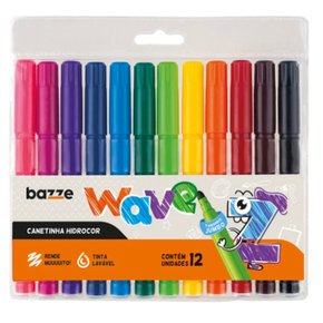 Caneta Hidrocor 12 Cores Jumbo Wave