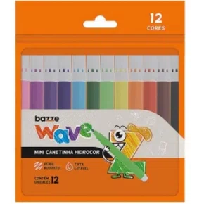 Caneta Hidrocor 12 Cores Mini Wave Bazze