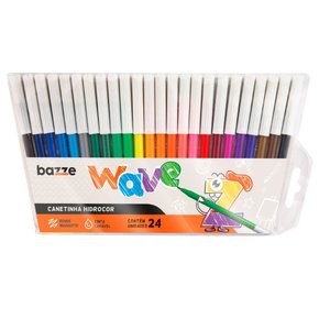 Caneta Hidrocor 24 Cores Ponta Fina Wave Bazze