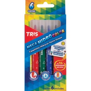 Caneta Hidrocor 6 Cores Mega Hidrocolor Tris