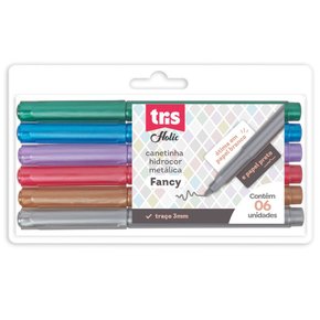 Caneta Hidrocor 6 Cores Tons Metálicos Holic Tris