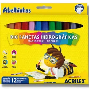 Caneta Hidrocor Jumbo 12 Cores Acrilex