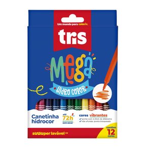Caneta Hidrocor 12 Cores Mega Hidro Color Tris